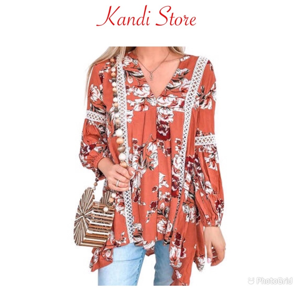 Long Sleeve Boho Floral Blouse